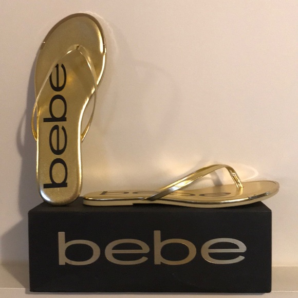 bebe Shoes - Gold bebe flip flops